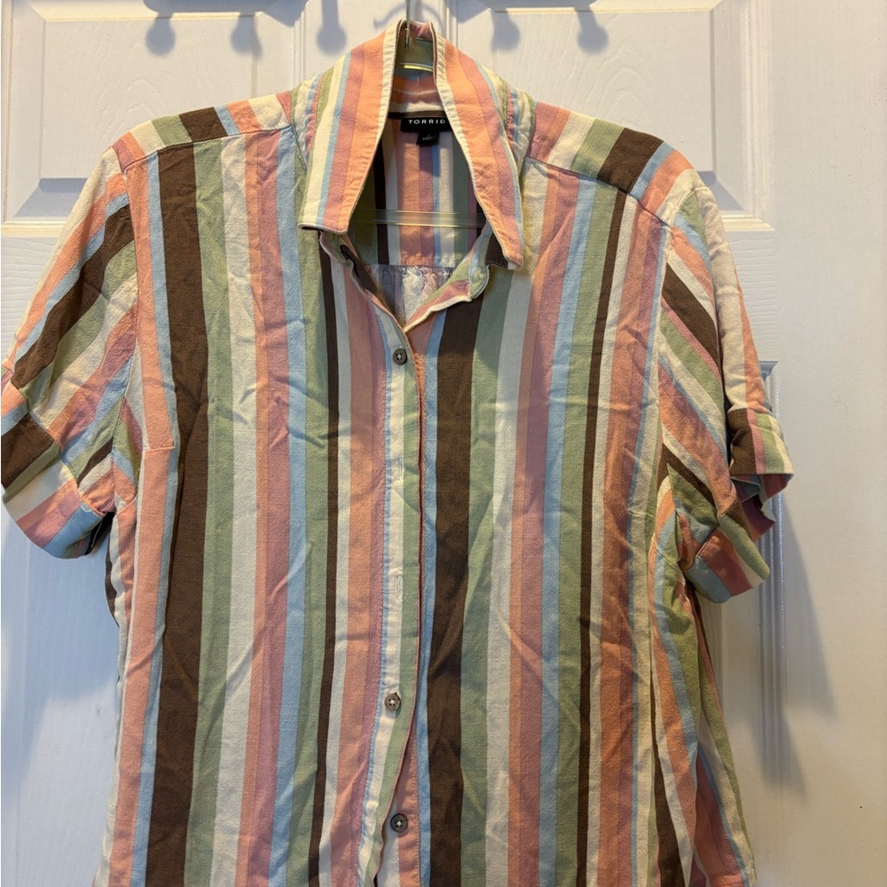 Torrid Multicolor Striped Button Down Shirt